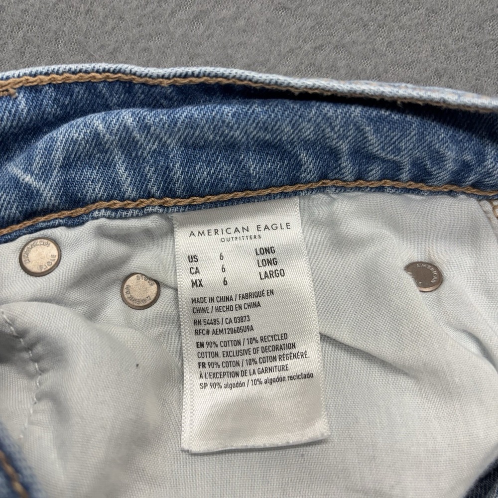 American Eagle Jeans Womens 6 Long Super High Rise Ultra Wide Leg Distressed Y2K - Picture 10 of 14